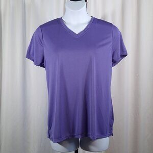 Hanes Just My Size 2X V-Neck Women's Tee Shirt Purple Cool Dri Performance New!